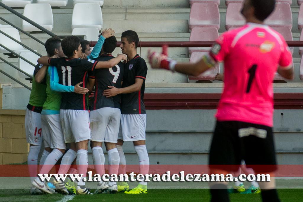 Los cachorros celebran un gol en Las Gaunas | Foto: Unai Zabaleta